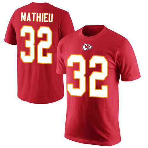 Men Kansas City Chiefs #32 Mathieu Tyrann Red Rush Pride Name and Number T-Shirt->nfl t-shirts->Sports Accessory